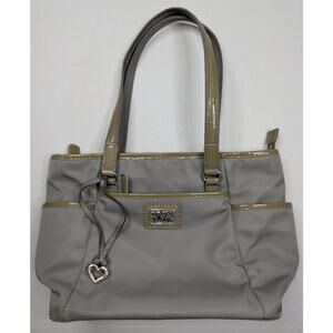 Brighton Stevie Microfiber Organizer Computer Laptop Handbag Gray Nylon Charm